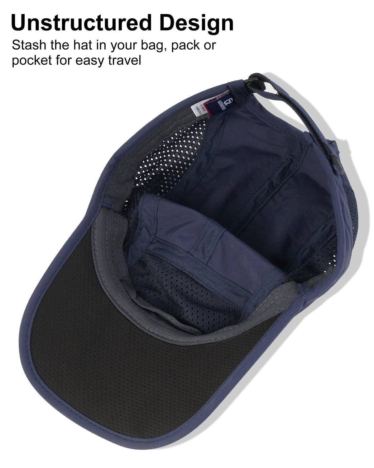 GADIEMKENSD Men Outdoor Hat Reflective Folding Running Sport Hats Summer Cool UPF 50 Sun Unstructured Baseball Caps for Men Women Breathable Light Quick Dry Travel Golf Hat Blue