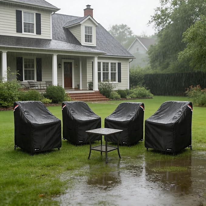 Outdoor Swivel Rocker Chair Cover 4 Pack,Waterproof Rocking Chair Covers, All-Weather Protection Outdoor Lawn Patio Furniture Covers for Patio Chair 35" W x 38" D x 32" H, Black