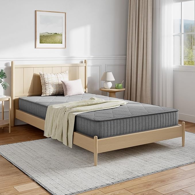 Novilla 6 Inch Twin Mattress, Hybrid Mattress Twin in a Box with Bonnell Spring & Gel Memory Foam for Pain Relief & Spine Support & Cooling Night Sleep, CertiPUR-US Certified Mattresses for Kids