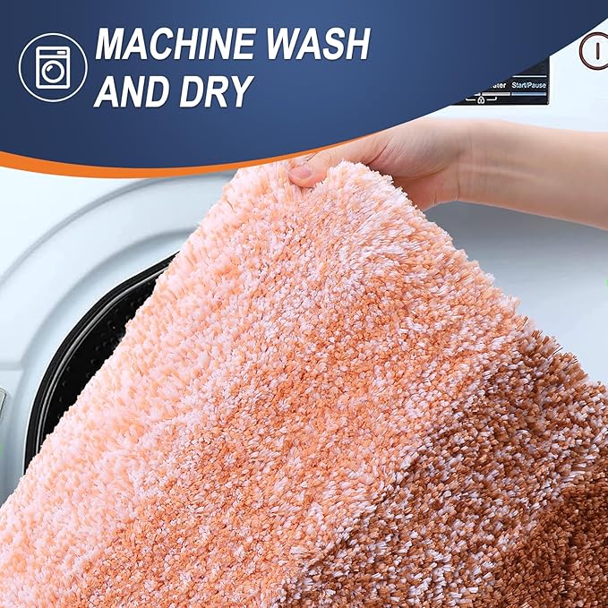 OLANLY Bathroom Runner Rugs 45x27, Extra Soft Absorbent Microfiber Bath Rugs, Rubber Backing, Quick Dry, Machine Washable Bath Mats for Bathroom Floor, Tub and Shower, Home Decor Accessories, Orange