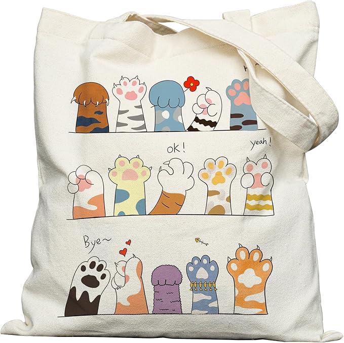 METALPHA Aesthetic Tote Bag for Women Girls - Resuable Double-Sided Printed Canvas Tote Bag with Snap Closure and Pocket