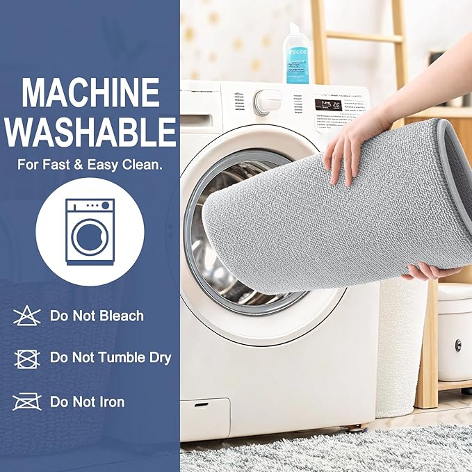 OLANLY Thick Memory Foam Bath Mats Rugs 50x30, Extra Soft Absorbent Bathroom Rug, Quick Dry Bath Mat, Non-Slip, Machine Washable Carpet for Bathroom, Tub and Shower, Home Decor Accessories, Light Grey