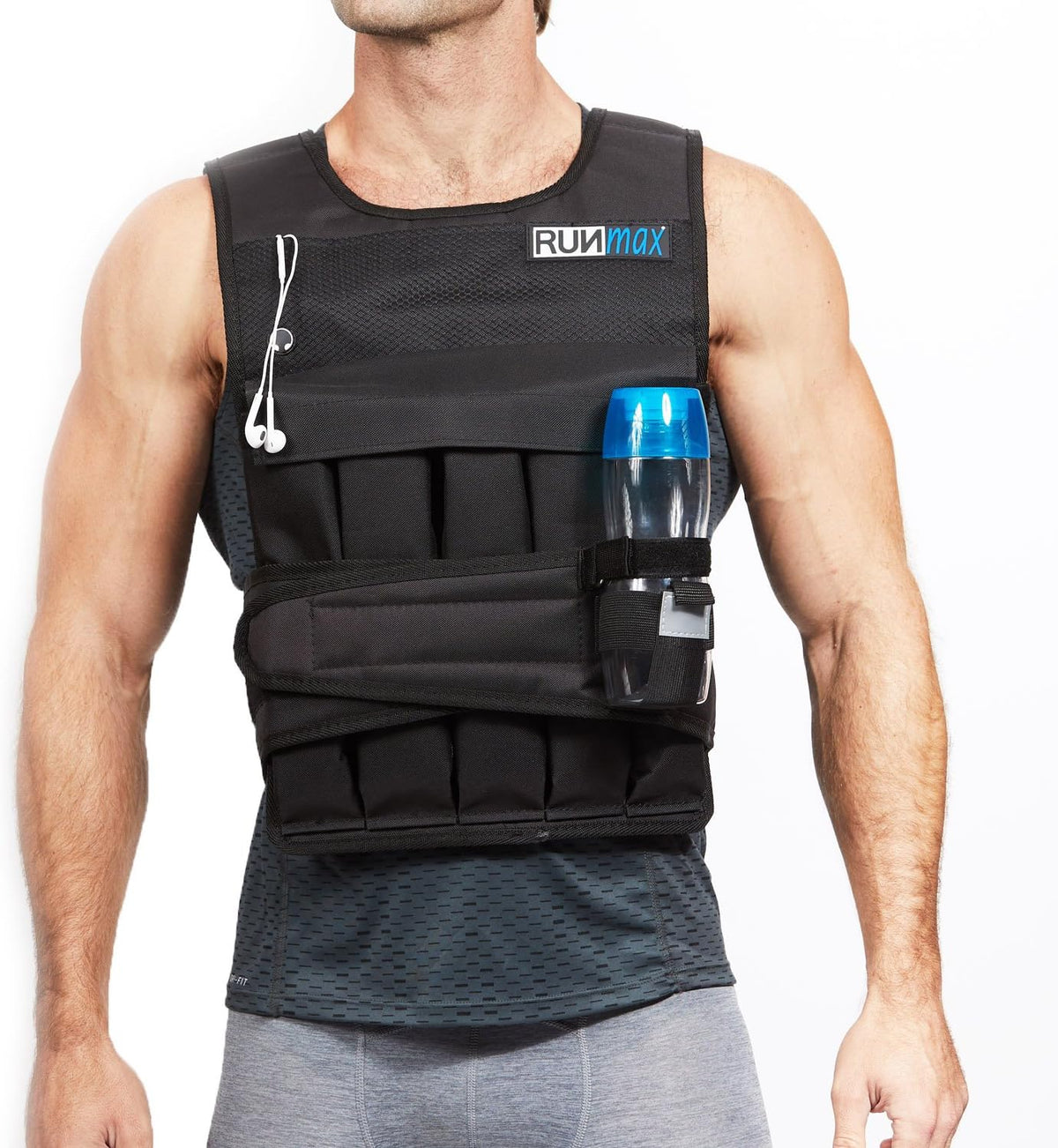 RUNmax Pro Weighted Vest - Adjustable 12-60lbs with Comfortable Shoulder Pads