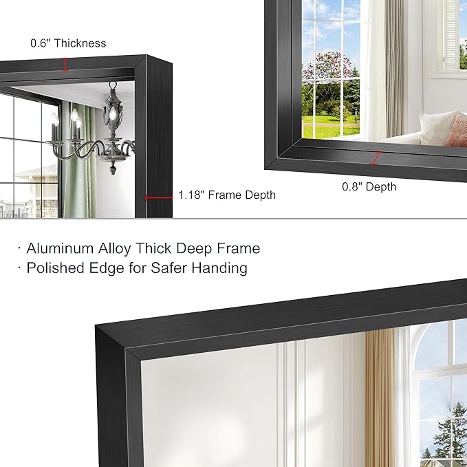 Black Bathroom Mirror, 30x30 Square Mirrors