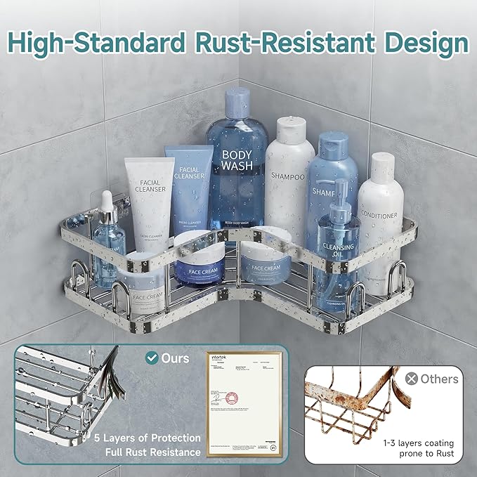 Veken Corner Adhesive Shower Caddy 3-Pack