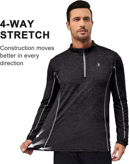 Little Donkey Andy Men's Dry Fit Quarter Zip Pullover - Lightweight Moisture-Wicking Golf & Running Shirt