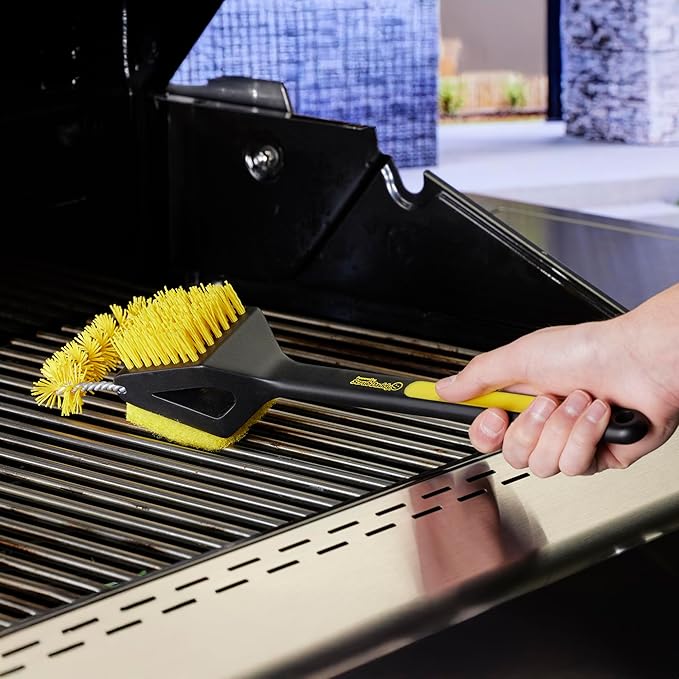 Mr. Bar-B-Q Triple Action Grill Brush and All in One Grill Cleaner Powered by Scrub Daddy