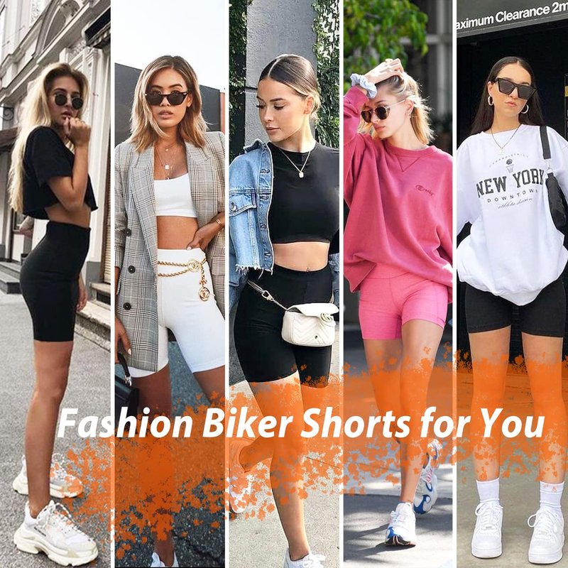 MOREFEEL 3 Pack Biker Shorts Women with Pockets – 5" Tummy Control High Waisted Workout Gym Yoga Athletic Shorts