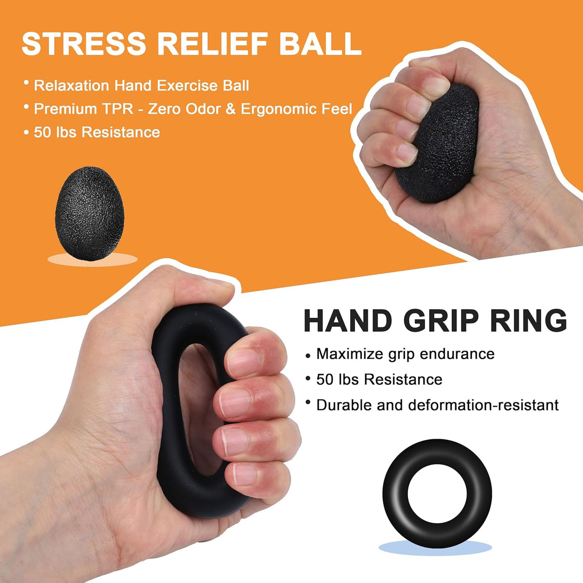 Skiennix Grip Strength Trainer Kit - 5PCS Hand Gripper & Forearm Exerciser Set for Stress Relief