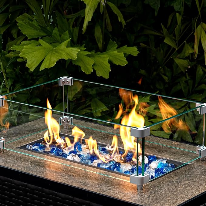 GASPRO 10 lbs Bahama Blend Fire Glass for Fire Pit Table, Decorative Gas Fireplace Glass Rocks, 1/2 Inch