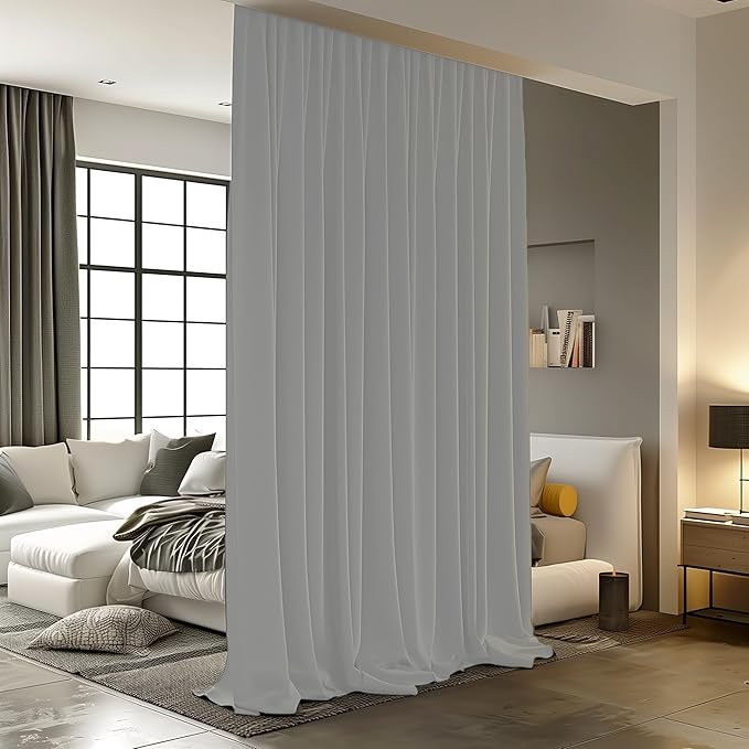 Room Divider Curtains for Ceiling Track Rod, 15 ft Wide x 8 ft Tall, 1 Panel