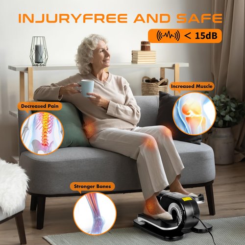 Zakle Under Desk Elliptical Machine, Ellipse Leg Exerciser w/Remote Control & 12 Adjustable Speeds, Noiseless Ellipse Leg Exerciser, Fully Assembled Elliptical Training Machine (Silvery)