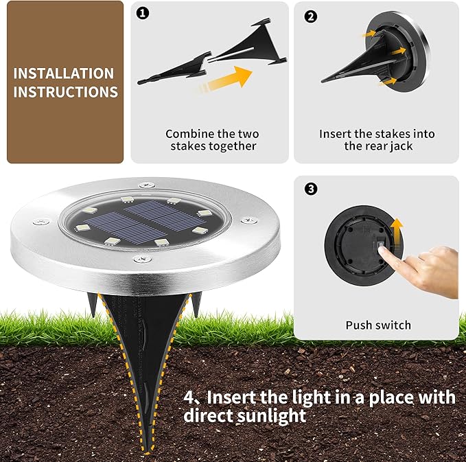 SOLPEX Solar Lights Outdoor Waterproof, 12 Pack Solar Ground Lights, Solar Garden Lights Landscape Lighting for Pathway Driveway Patio Backyard Walkway (Cool White)