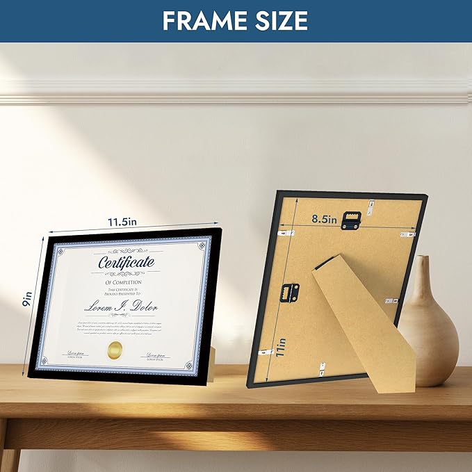 8.5x11 Picture Frame Set of 18,Black 8.5x11 Photo Frames Bulk for Document Certificate Award Diploma, Wall Hanging or Tabletop Display