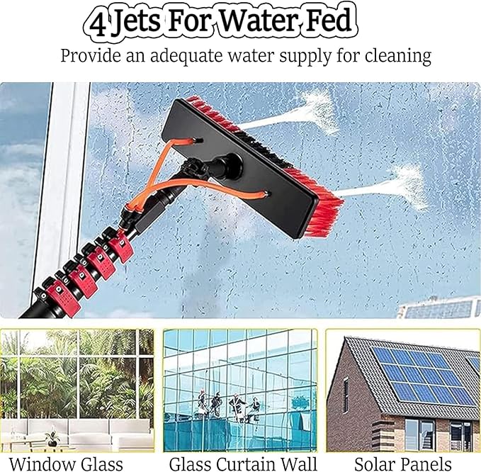 Roof Cleaning Tools,Window Cleaner Kit, Solar Panel Cleaning Brush, with Water/Hose Fed Pole, Photovoltaic Panel Cleaning,Conservatory Roof Cleaner 35cm-7.2m/24FT
