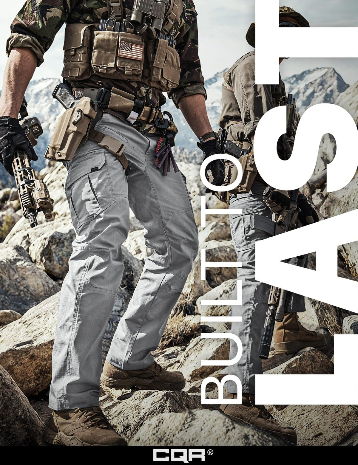 CQR Men's Tactical Pants, Water Resistant Ripstop Cargo Pants, Lightweight EDC Work Hiking Pants, Outdoor Apparel, Raider Stone, 38W x 34L