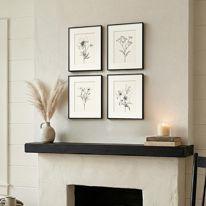 Framed Black and White Botanical Wall Art