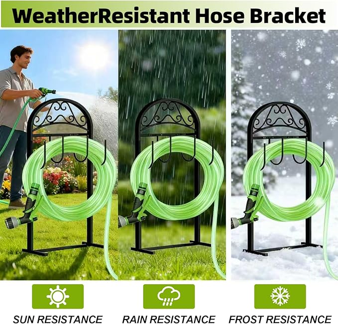 Garden Hose Holder，2-Pack Freestanding Hose Holder Heavy Duty Hose Hanger,Sturdy Hose Stand for Lawn & Yard Hose Storage Rack