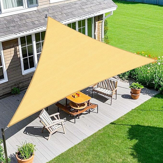 Amagenix Sun Shade Sail 9'X9'X9' Curved Edge Outdoor Shade Canopy Sand Breathable 95% UV Block Shade Cloth for Patio Garden Backyard (We Make Custom Size)