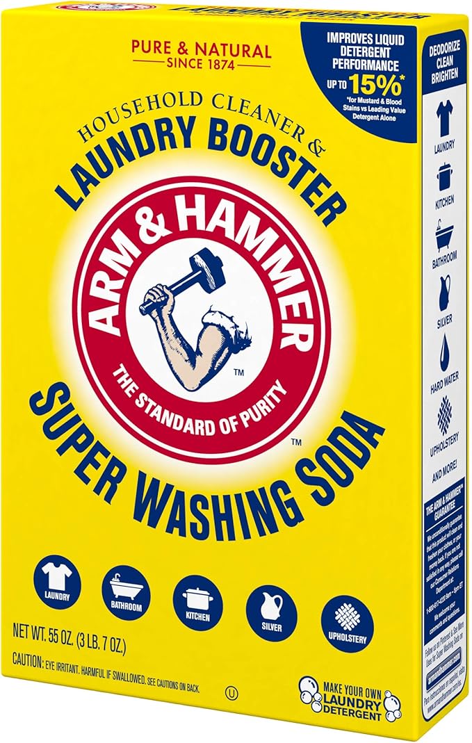 ARM & HAMMER Super Washing Soda Household Cleaner and Laundry Booster, 55 oz Box