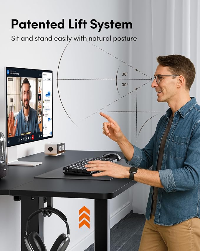 FEZIBO 60 x 24 Inchs Electric Standing Desk, Height Adjustable, Sit Stand Up, Computer Office Desk with Splice Board, Black Frame/Black Top