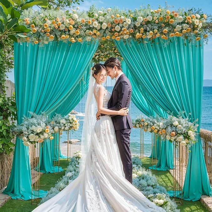 Turquoise Backdrop Curtain for Parties Wrinkle Free Photo Curtains Backdrop Drapes Fabric Decoration for Baby Shower Wedding Birthday Party 5ft x 7ft,2 Panels