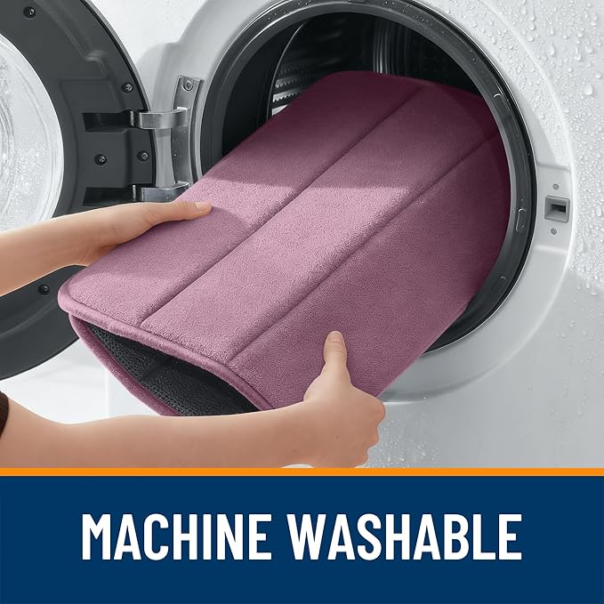 OLANLY Memory Foam Long Bathroom Rugs Runner 59x20, Super Soft Absorbent Bath Mat, Quick Dry, Machine Washable Shower Floor Rugs, Bathmat Carpet, Bathroom Home Decor Accessories, Deep Plum