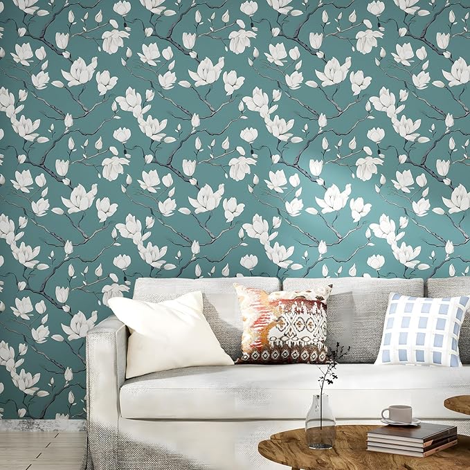 Laatse Blue and White Wallpaper Peel and Stick Vintage Floral Contact Paper