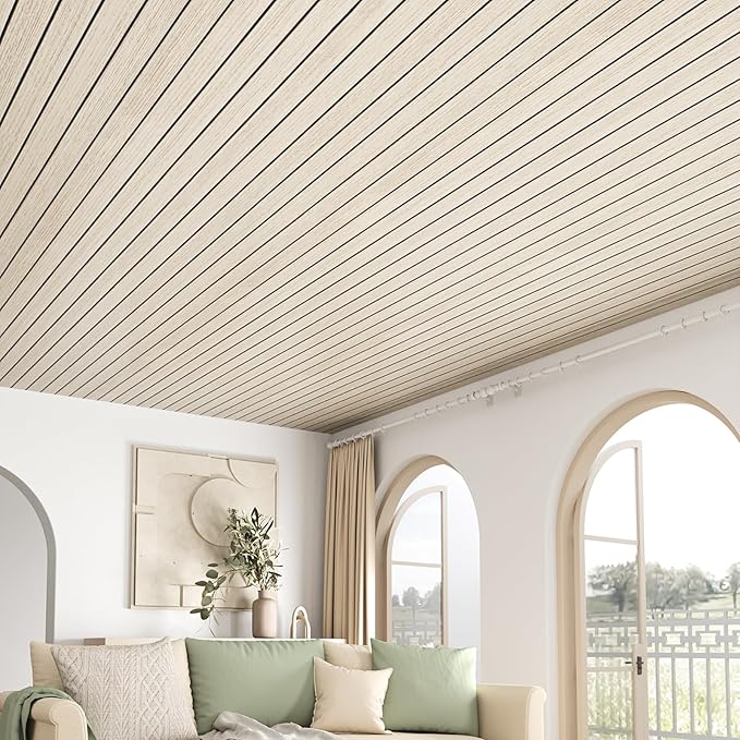 VEELIKE Coastal Oak Wood Wall Panels Peel and Stick Light Oak Wood Slat Wall
