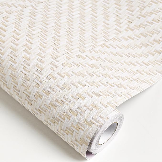 Rugreat Striped Grasscloth Wallpaper Peel and Stick 78.8inL 17.3inW Textured