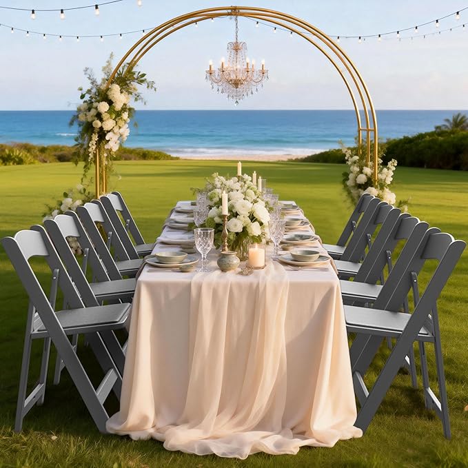 Nazhura Garden and Patio Folding Chair Set of 4 for Events and Wedding, Lightweight with Padded Seat, Water-Proof, Double Braced Frame, Non-Slip Feet, 900LB Capacity (Grey)