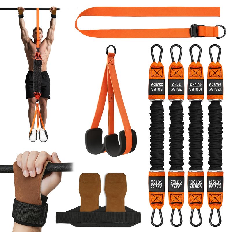 Pull Up Assistance Bands, Adjustable Heavy Duty Resistance Band for Pull Up Bar, Pull Up Assist Bands with Feet Rest for Strength Training, Home Fitness Workout Equipment, Height Adjustable
