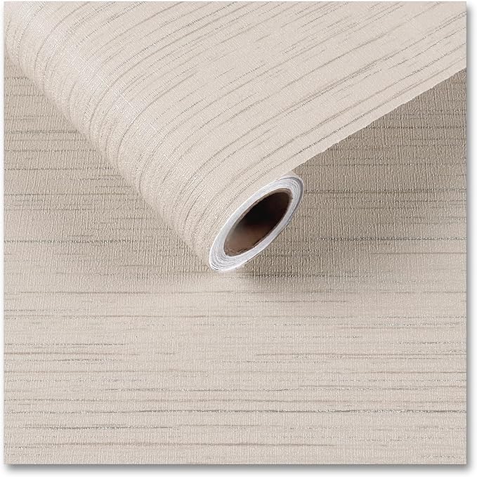 CRE8TIVE Cream White Grasscloth Peel and Stick Wallpaper White Grasscloth