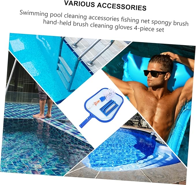 Milisten 2sets Pool Cleaning Tools Accessories Net Sponge Brush Portable for Effortless Leaf Removal and Pool Maintenance for Fish Tank Water Change