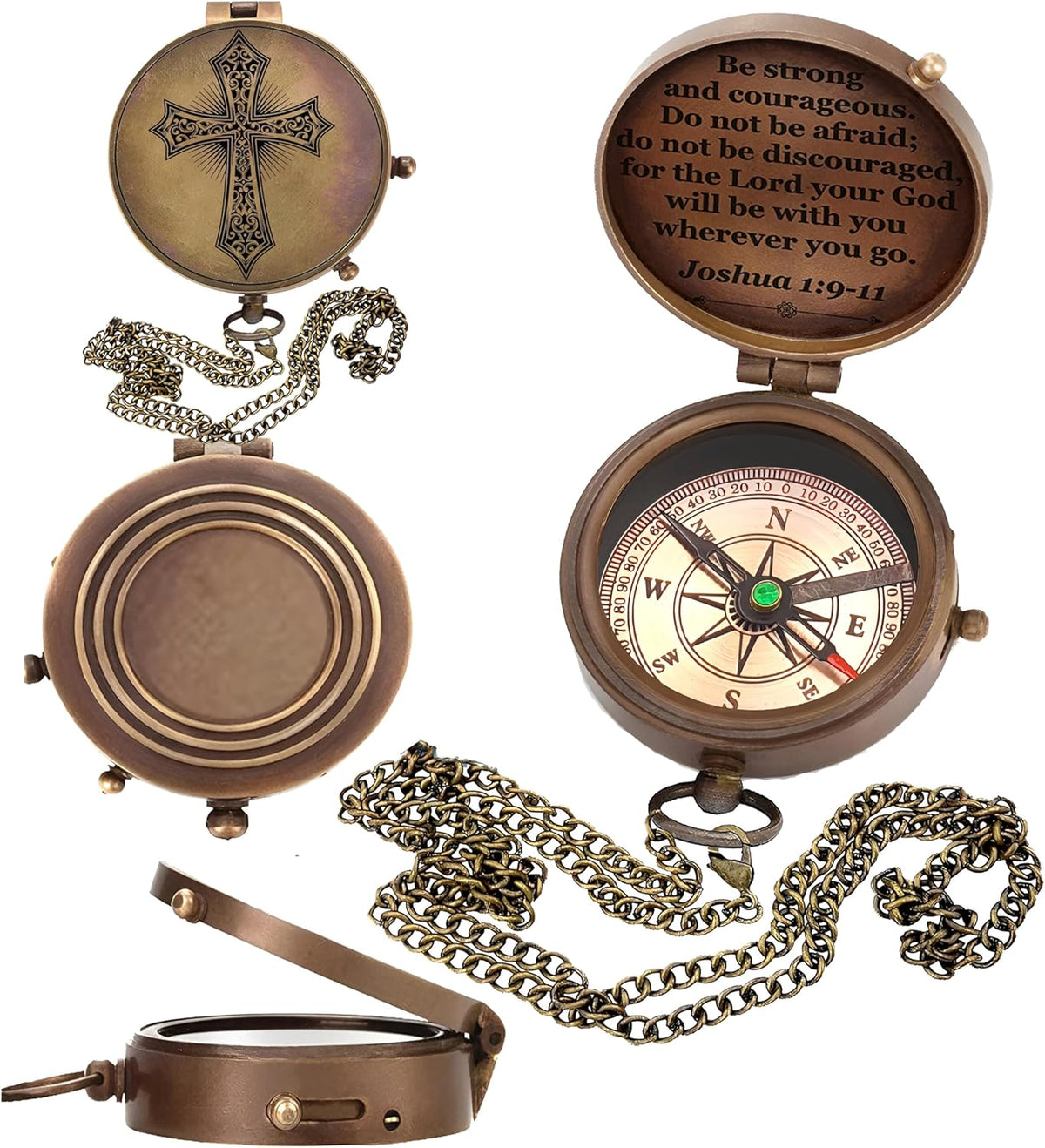 Regine Switzerland Personalized Keepsake Compass - Engraved Cross & Inspirational Message | Baptism & Confirmation Gift