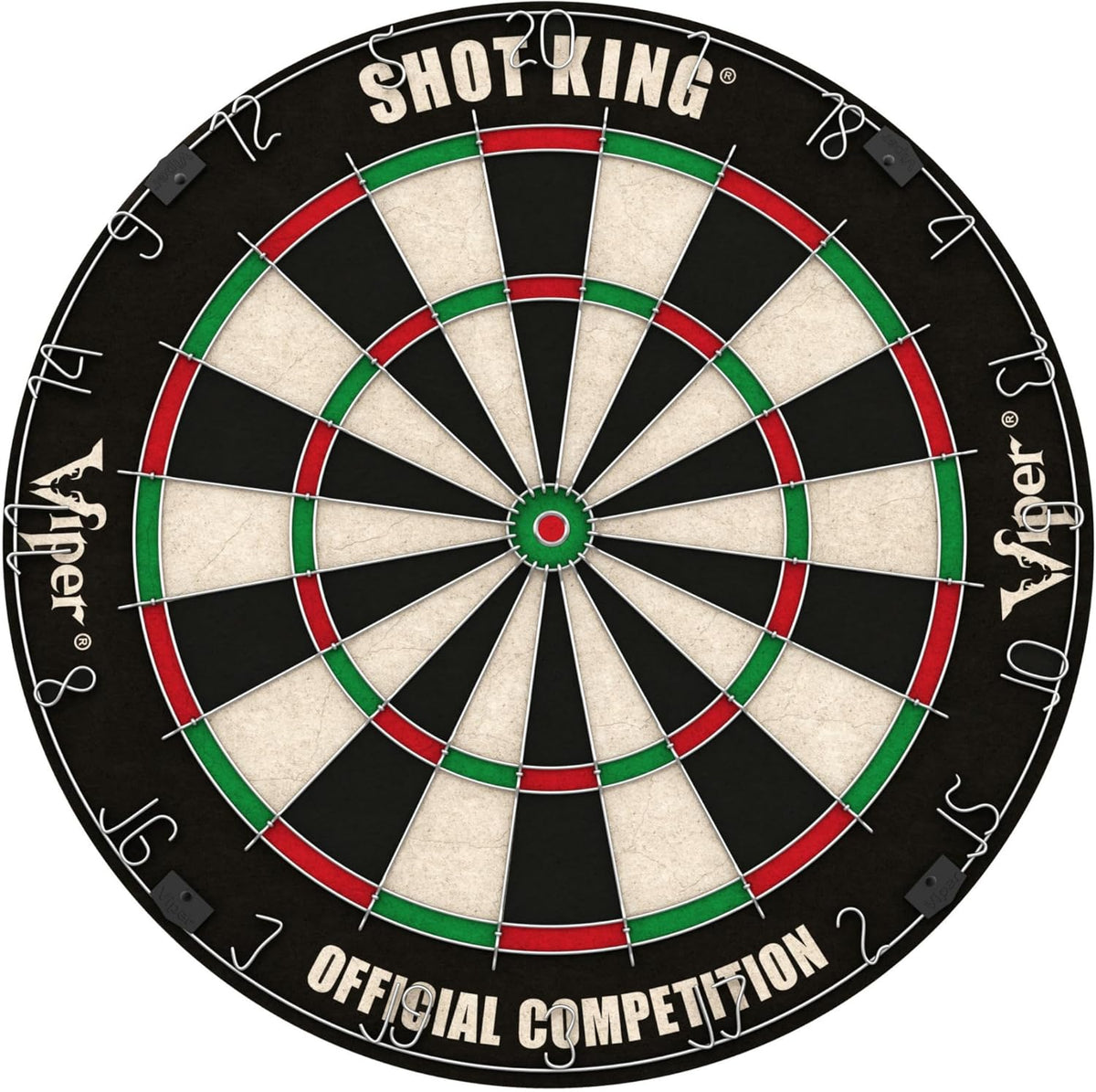 Viper by GLD Products Shot King Dartboard Set - Regulation Bristle Steel Tip with Rotating Number Ring & 6 Darts - Black