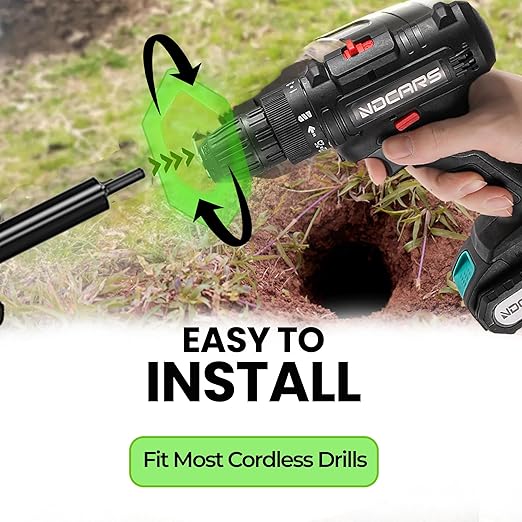 K-Brands Auger Drill Bit for Planting ?€? 1.8 x 14.6 Inch - Garden Spiral Hole and Bulb Planter Tool for Umbrella Holes - 3/8 Inch Hex Drive