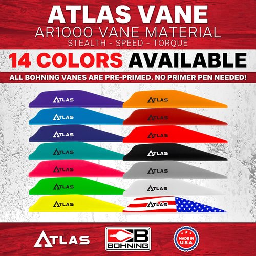 Bohning Atlas AR 1000 Vane, 2.8", White, 36pk