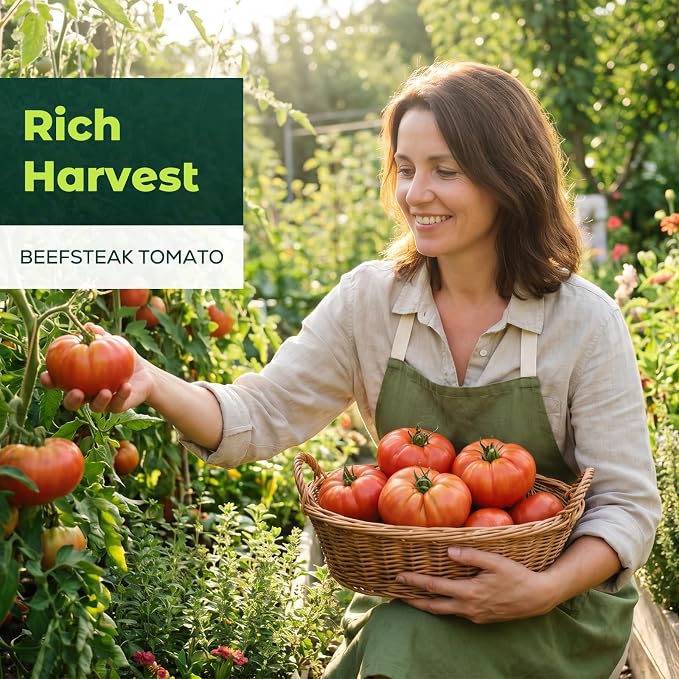 Beefsteak Tomato Seeds for Planting - 400 Heirloom Indeterminate Tomato Seeds, Vegetable Seed Packet with Instructions for Planting Home Garden Indoor & Outdoor