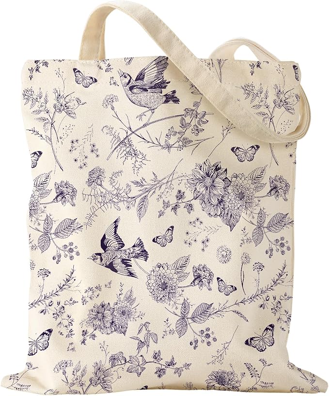 Miss Adola Aesthetic Canvas Tote Bag for Women - Sturdy Cloth Cotton Totes Bag with Pattern Shoulder Bag