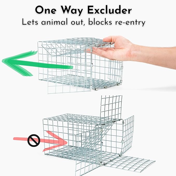 Animal One Way Exit Door - 6" Excluder Device for Raccoon, Squirrel, Skunk Trapped in Attic, Chimney, Under Deck – Eviction System with Installation Kit - Wildlife Pest Control Humane Animal Removal