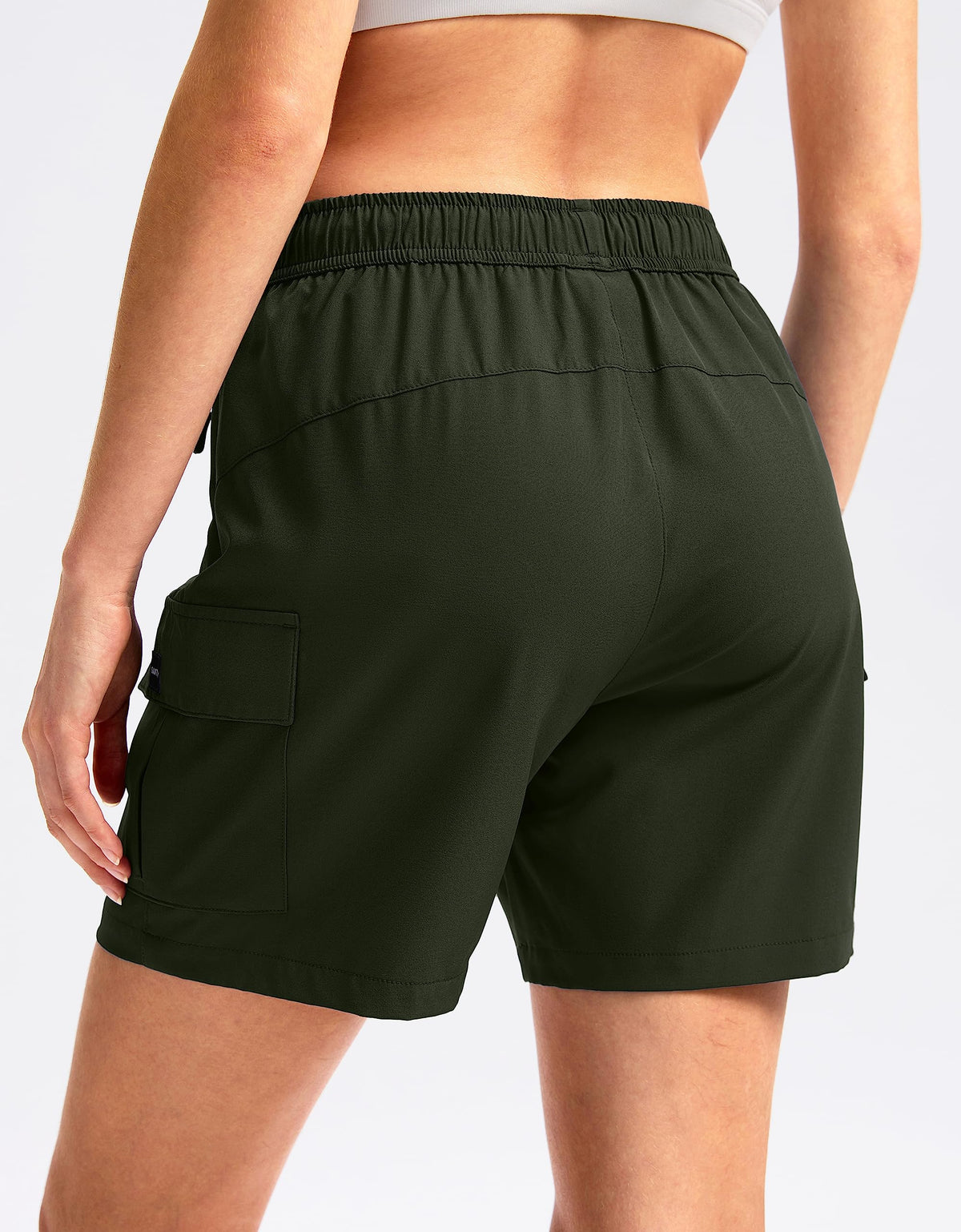 SANTINY Women's 5''/ 7''/9'' Hiking Cargo Shorts Quick Dry Lightweight Summer Shorts for Women Athletic Golf Zipper Pockets(Army Green_S)