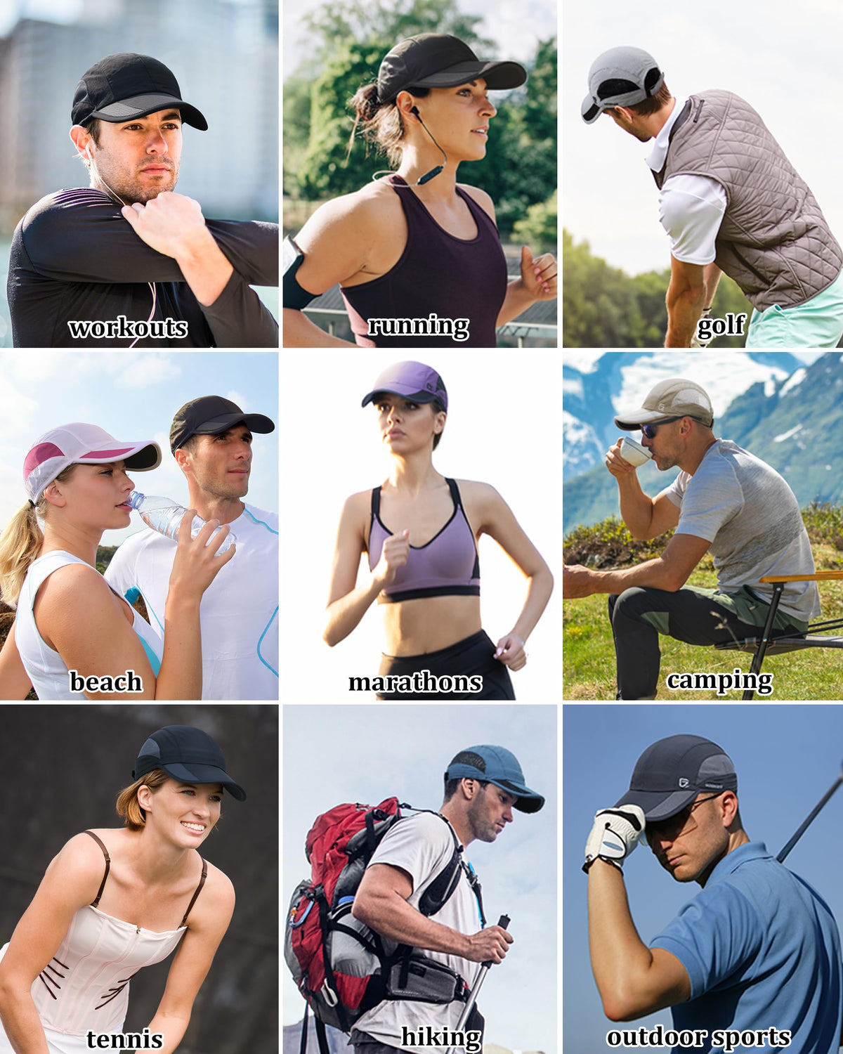 GADIEMKENSD Cooling Running Hat Quick Dry Summer Baseball Cap UPF50+ Sports Sun Caps Breathable Mesh Trucker Dad Hats Unstructured for Golf Tennis Hiking Gym Camp Blackish Green M/L 7-7 1/2