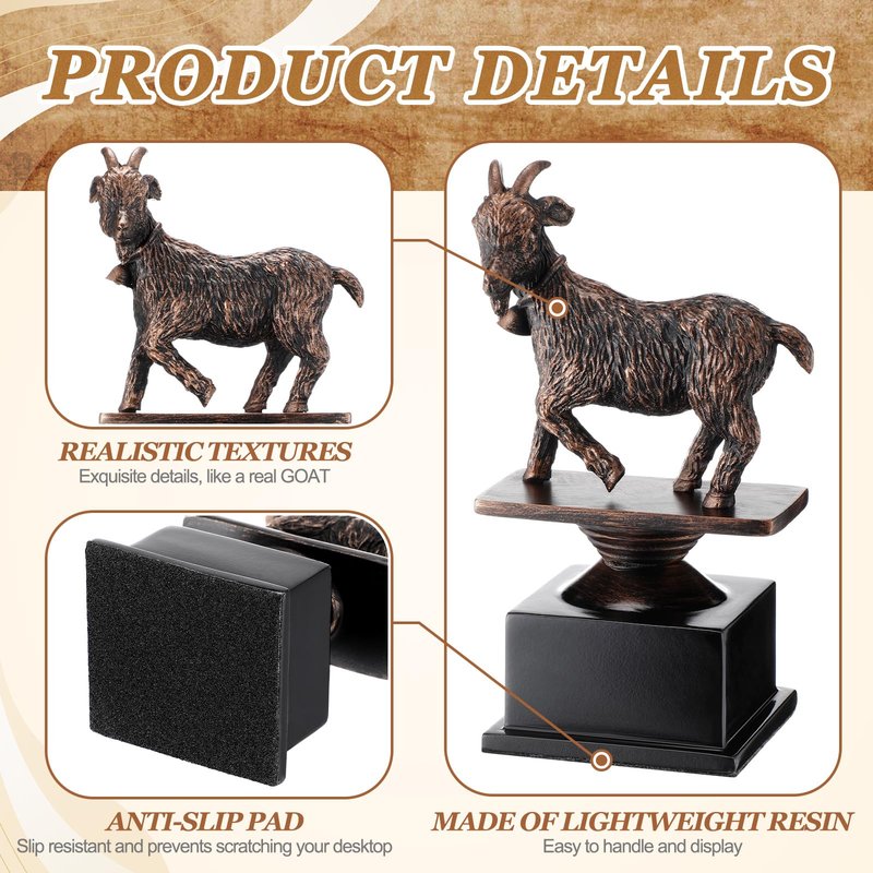 Zhengmy The Goat Trophy Award Funny Recognition Sculpture Trophy for Adults Unique Appreciation Gift Plaque for Sports Champion Winner, Teacher, Office, Employee, Coworkers, Friend