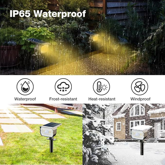 nipify 10 Pack Solar Spot Lights Outdoor Motion Sensor with 3 Modes,Solar Spotlights Outdoor Waterproof 2-in-1 Auto On/Off Landscape Lighting for Outside Yard Wall Garden Pathway, Warm White