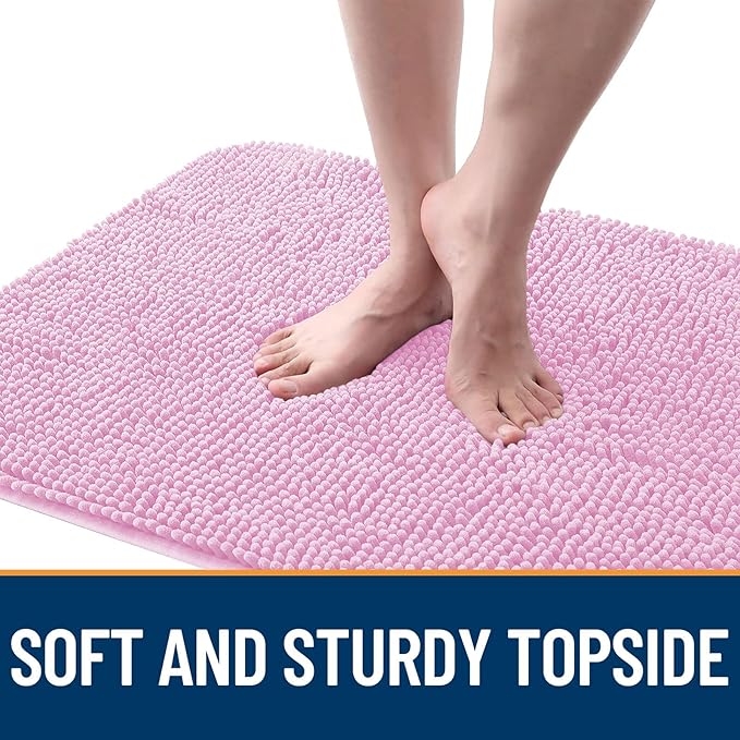 OLANLY Dog Door Mat for Muddy Paws 40x32, Absorbs Moisture and Dirt, Absorbent Non-Slip Washable Doormat, Quick Dry Chenille Mud Mat for Dogs, Entry Indoor Entryway Carpet for Inside Floor, Pink