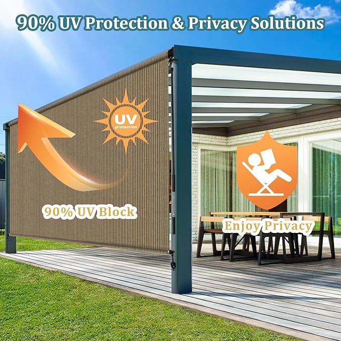 Shade&Beyond Custom Size Outdoor Roller Shades Cordless Patio Roll Up Blinds