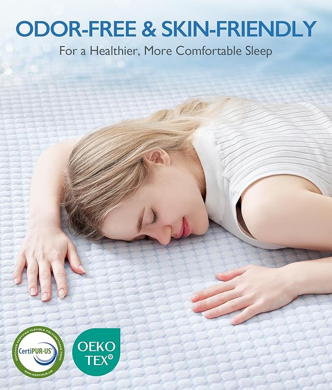 SINWEEK 1.5 Inch Twin Cooling Memory Foam Mattress Topper for Pressure Relief, Thick Bed Mattress Pad with Cooling Soft Cover and Adjustable Straps, CertiPUR-US Certified
