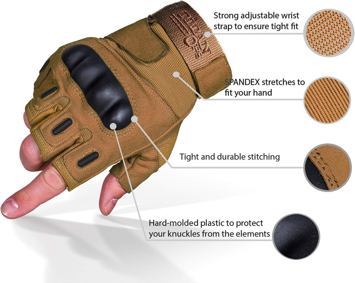 TitanOPS Tactical Gloves - Fingerless Design for Enhanced Grip | Ideal for Motorcycle, Hunting & Shooting