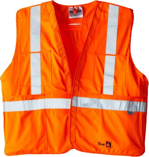 Fire Resistant Hi Vis Orange Safety Vest - Class 2 Reflective Vest with Pockets, ANSI/ISEA & CSA Compliant